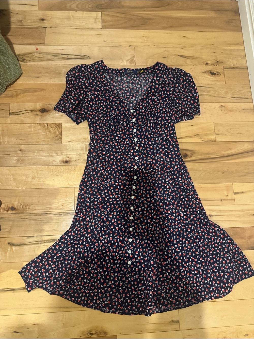 Polo Ralph Lauren Floral Print Puff Sleeve Mini Dress Women's 0 Classic Preppy